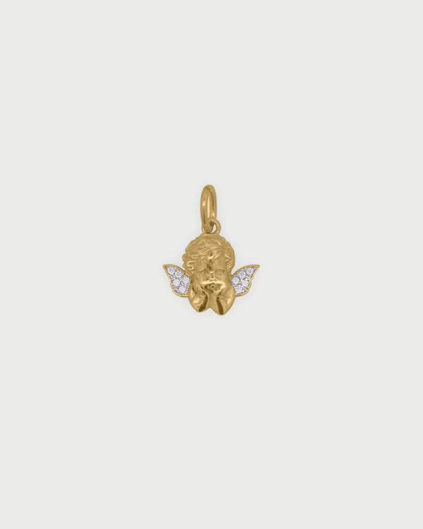 Charm Donna Rue Des Mille Angelo in Argento Dorato e Zirconi Bianchi 