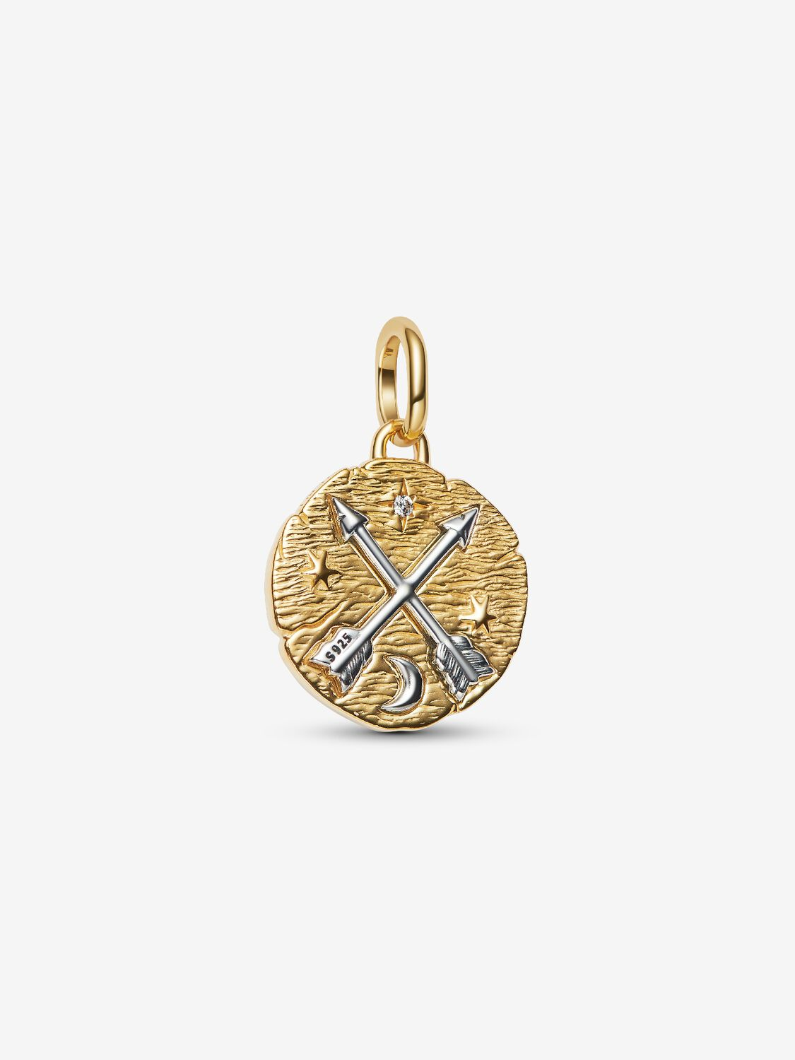 Charm Pandora Medallion Frecce "Ad Meliora" Argento Sterling 925, Placcatura in Oro 14k        