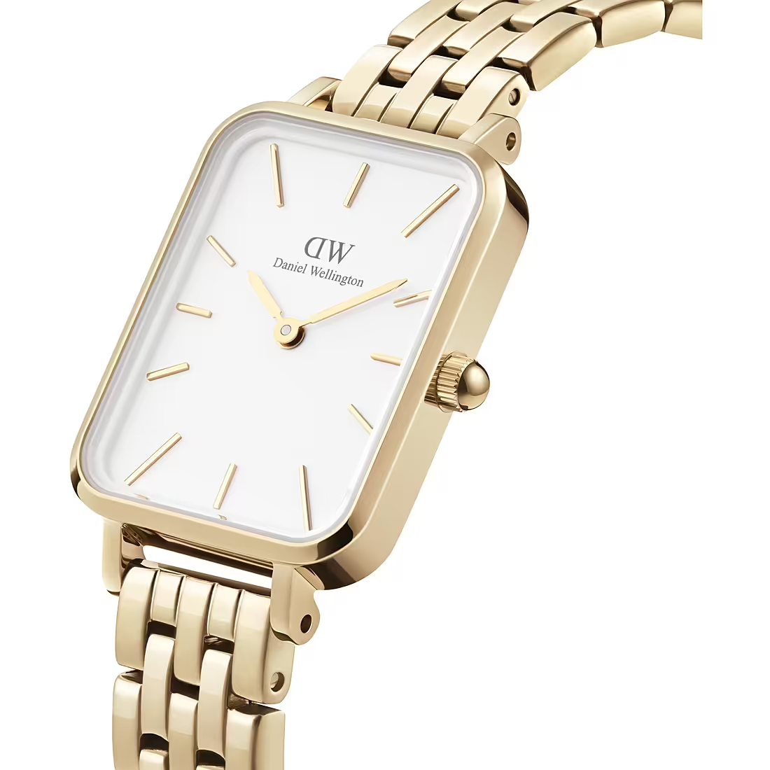 Orologio Donna Daniel Wellington Quadro al Quarzo con Quadrante Bianco 26 mm Cinturino Placcato Oro