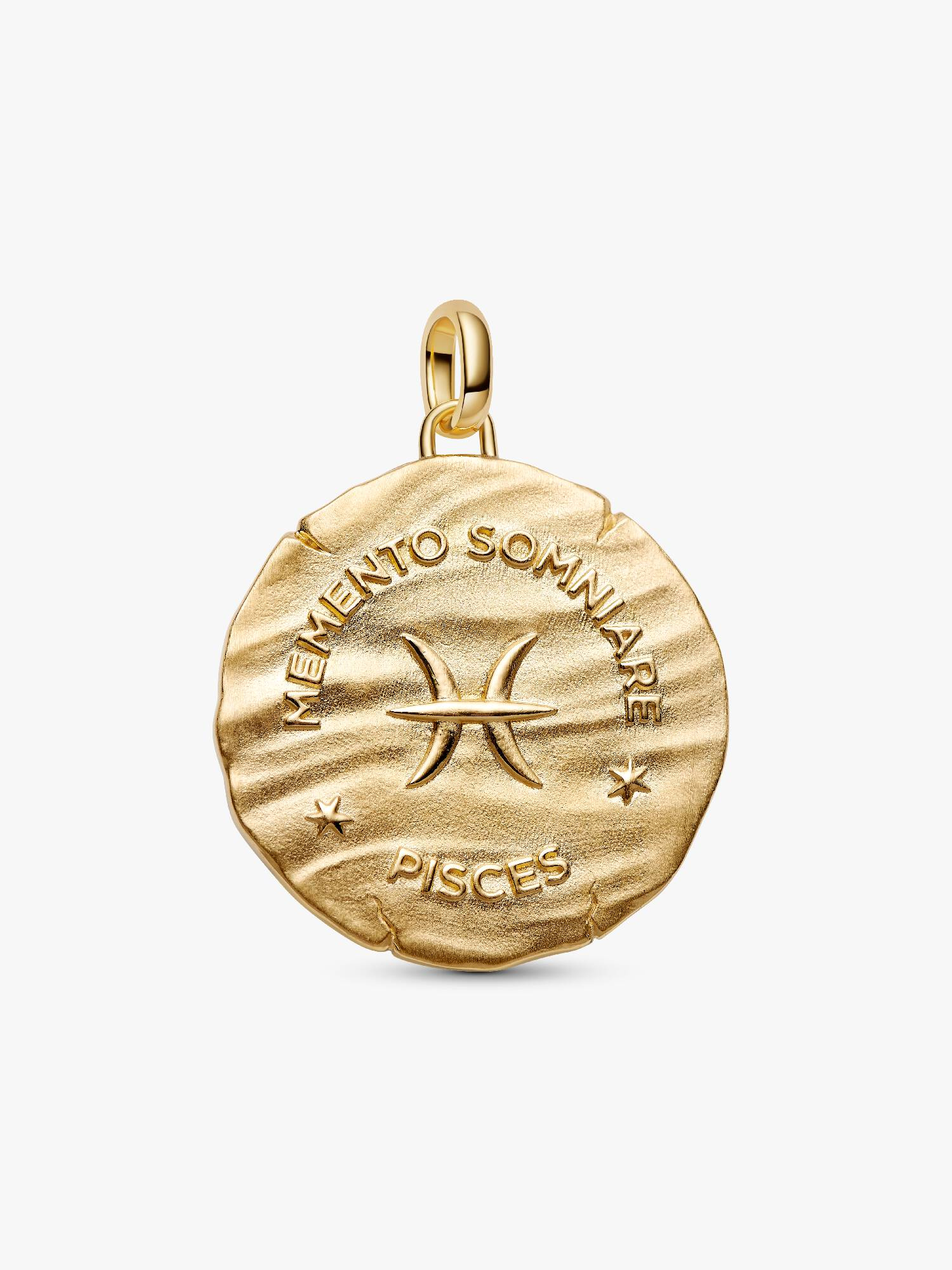 Charm Pandora Medallion XL Pesci "Memento Somniare" in Argento Sterling 925 Rifinito in Oro