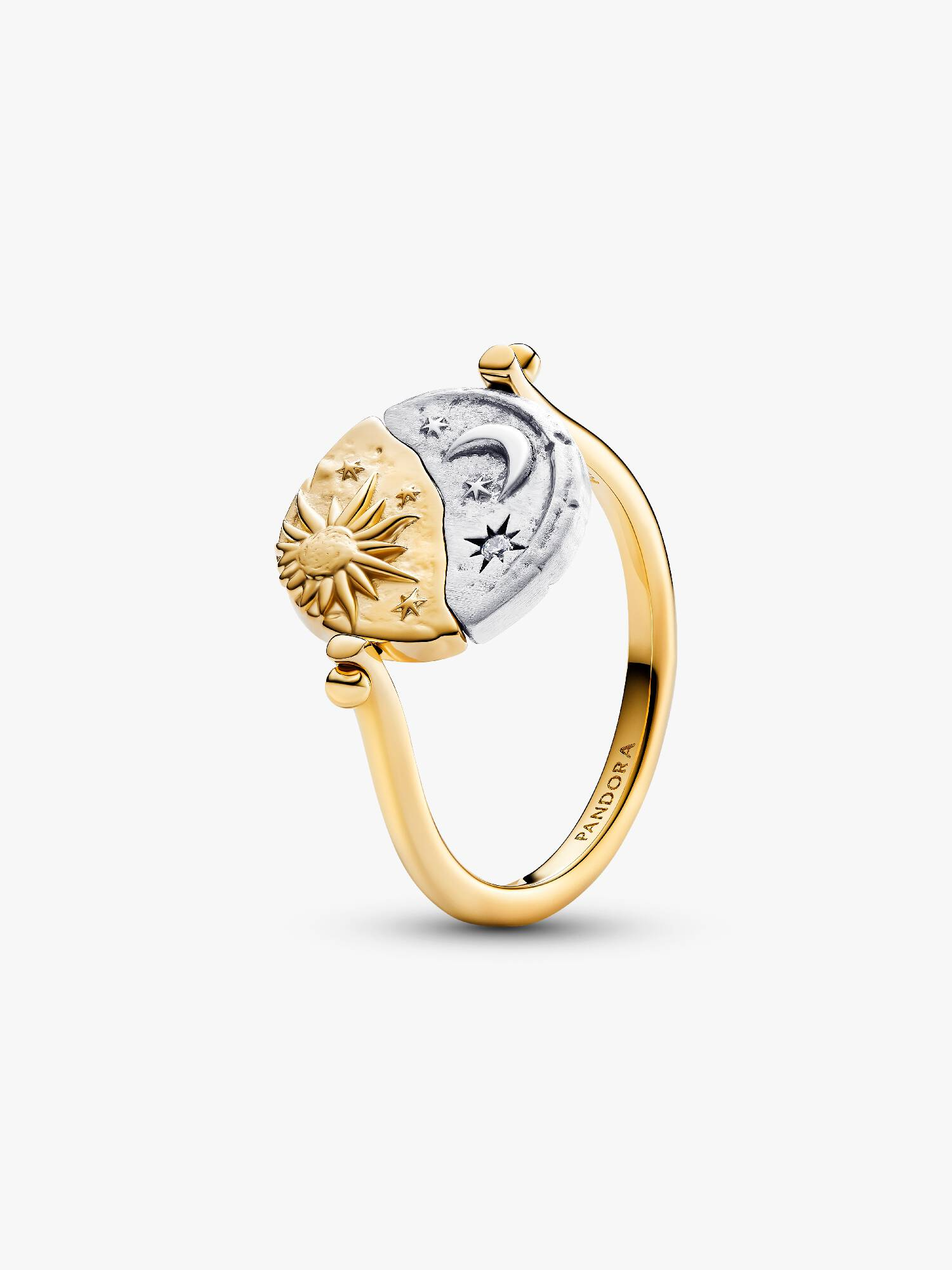 Anello Pandora Medallion Sole e Luna "Per Aspera Ad Astra" Reversibile Misura 54