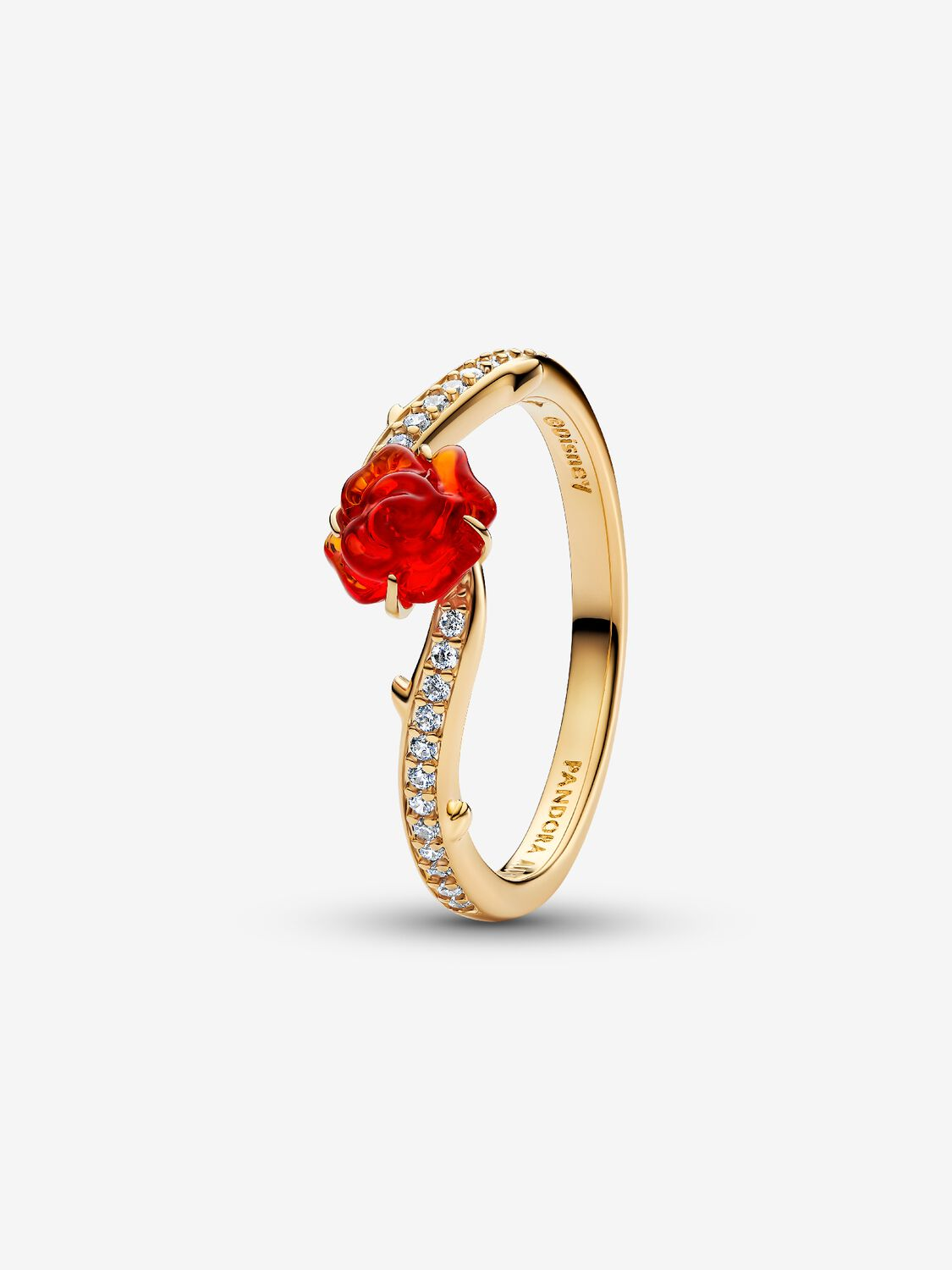 Disney, La Bella e La Bestia, Anello Pandora Rosa Incantata Vetro di Murano Misura 60