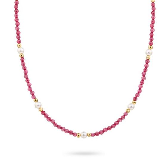 Collana Donna Boccadamo Mya in Acciaio Dorato con Perline Rosa e Perla 