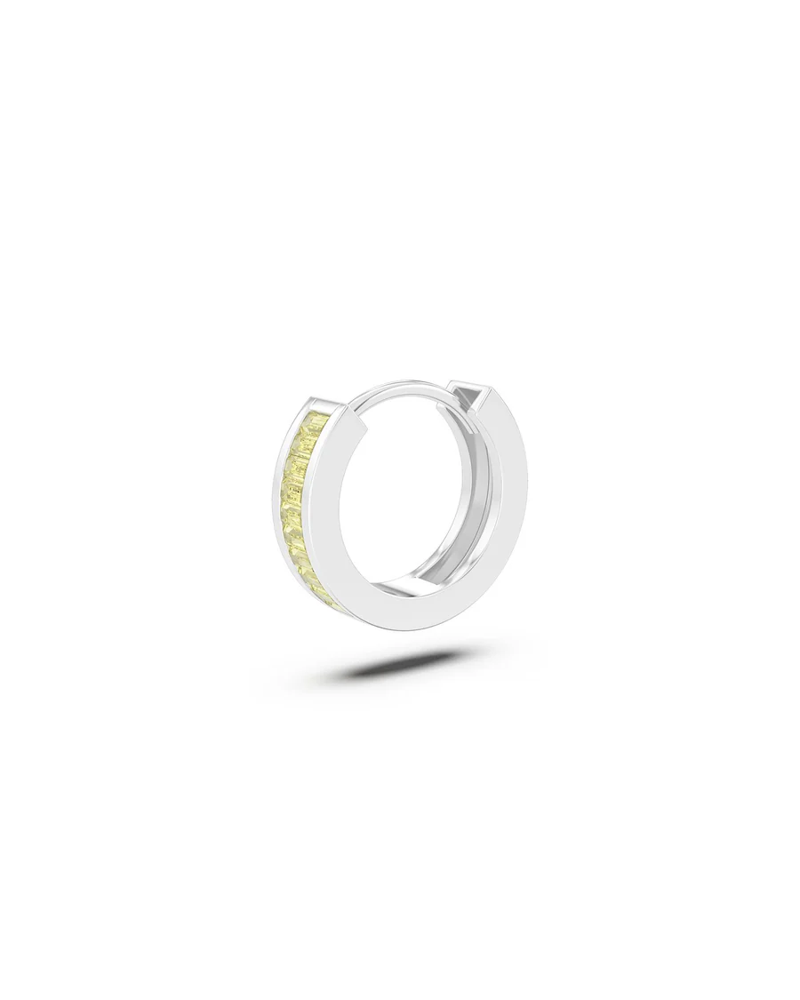 Orecchino Donna Amabile Hoop Zirconia a Cerchio con Pietre di Zirconia Giallo Incastonate