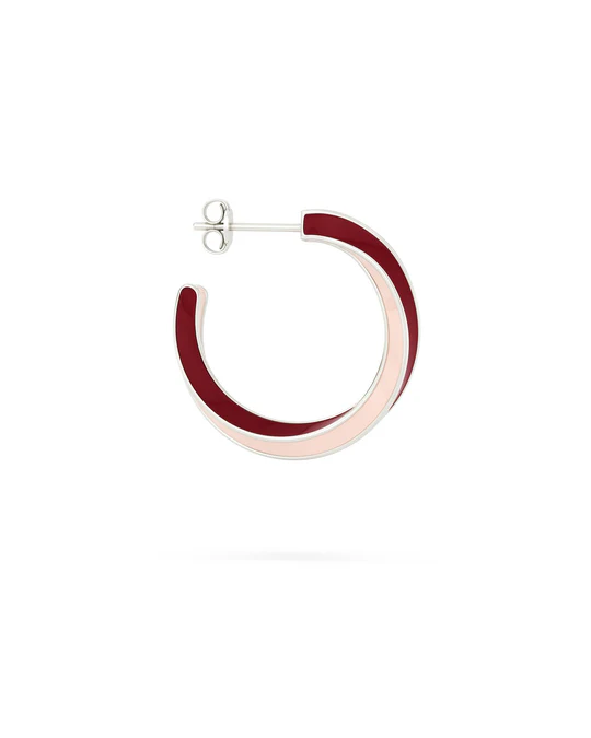 Orecchino Donna Amabile Hoop Berry a Cerchio Rosa e Bordeaux 