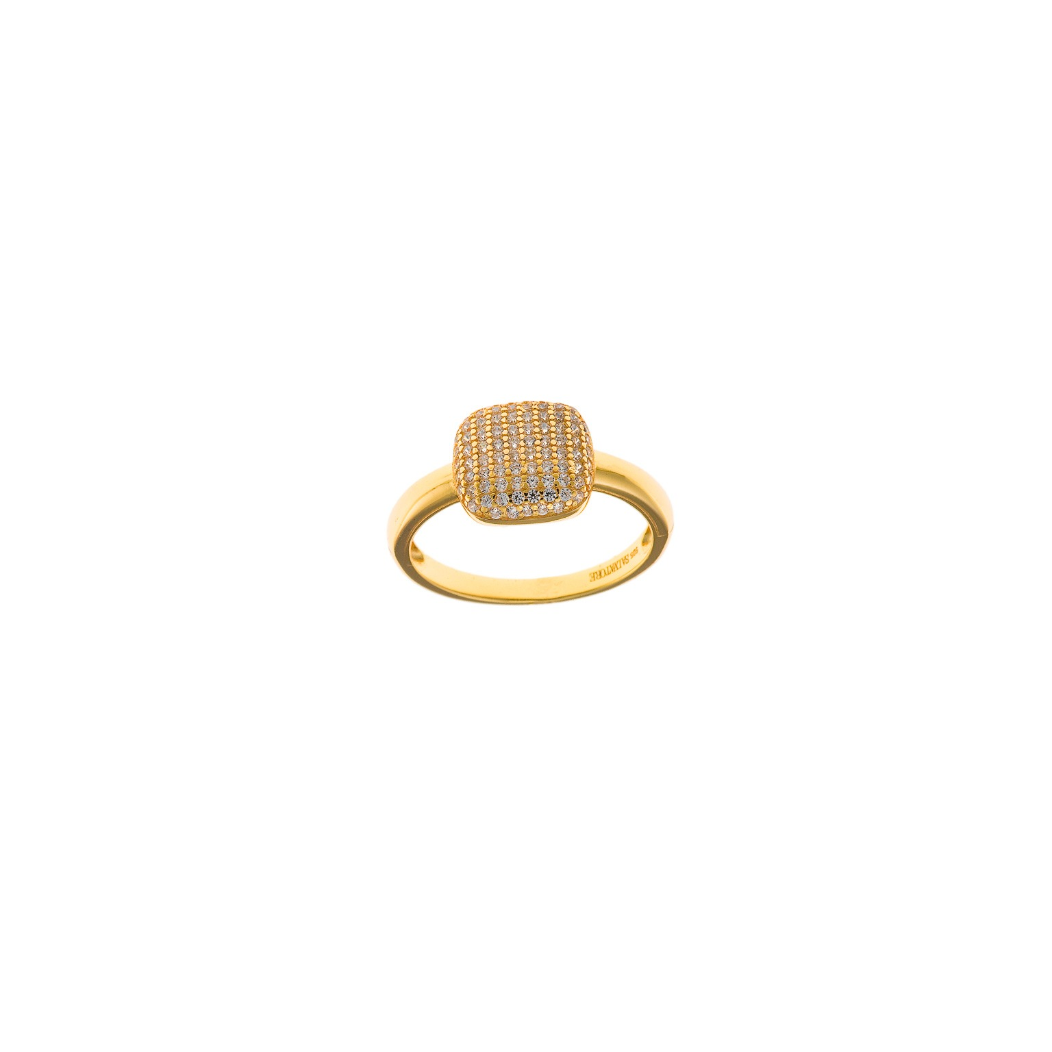 Anello Donna Salvatore Plata Astral Quadrato in Argento Placcato Oro con Zirconi 