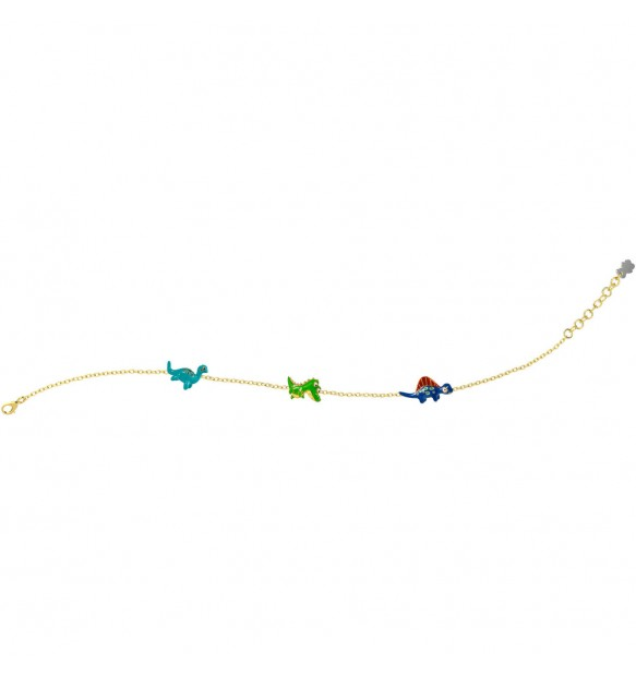 Bracciale Nanan in Argento con Dinosauri Smaltati Multicolor 